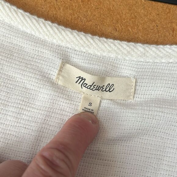 MADEWELL Ivory Drapey Ottoman Textured Wrap Top Small - Picture 3 of 5